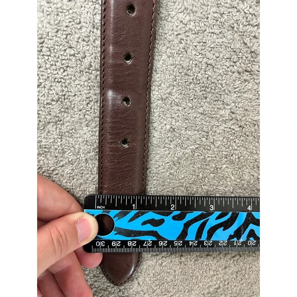 LL Bean Mens Chino Belt 42 Chocolate Brown Full Grain Leather Brass Buckle 2809